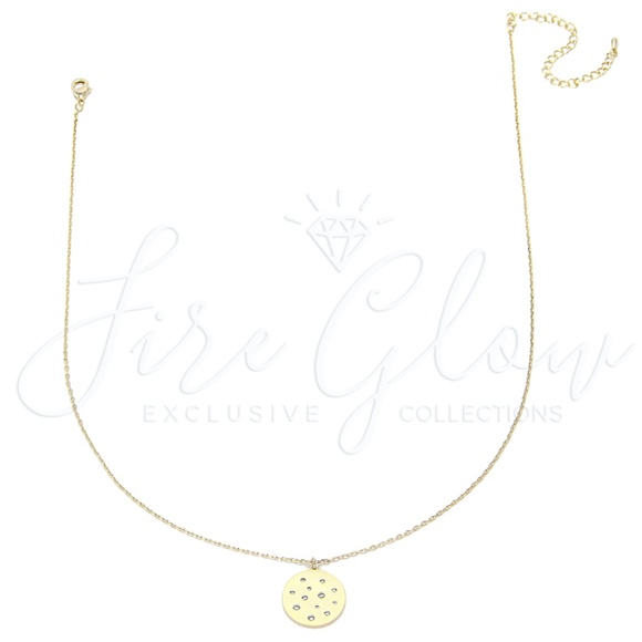 Gold Studded Disc Pendant Necklace - Picture 8 of 8